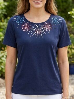Croft & Barrow Blue Firework Tee shirt XXL(2X)